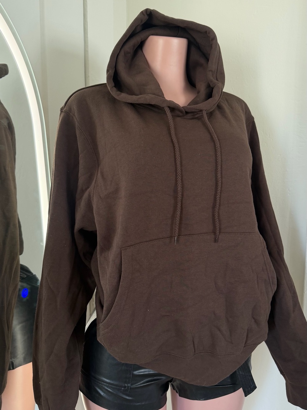 Brown Hooded Pullover Sweatshirt